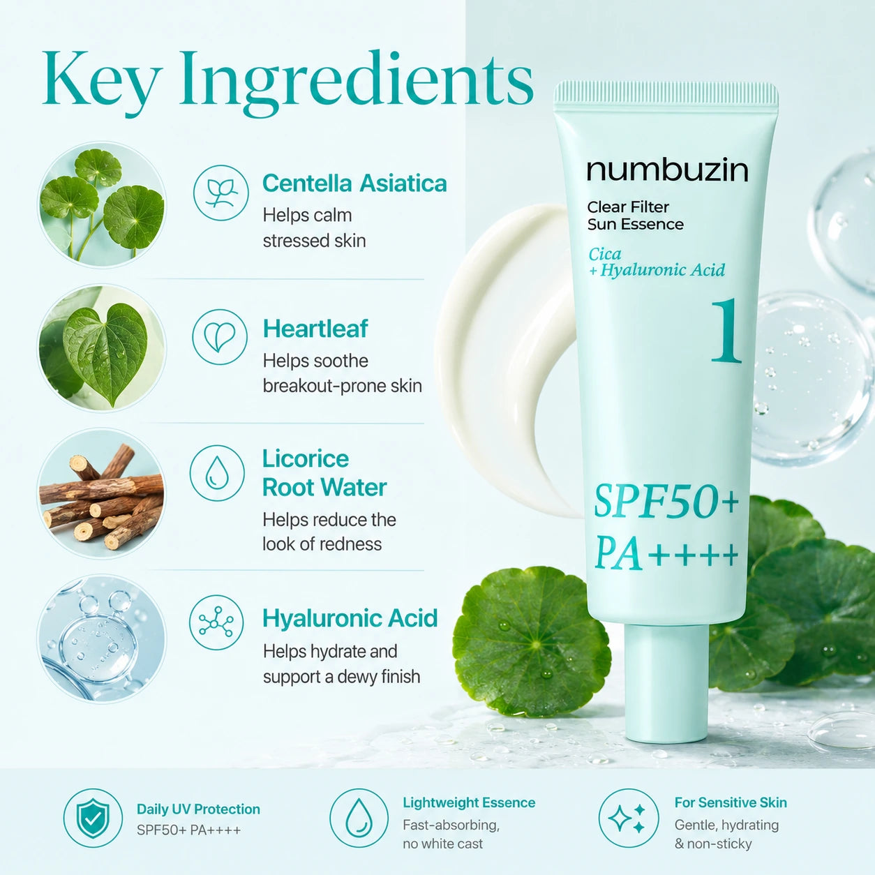 numbuzin No.1 Clear Filter Sun Essence SPF50 50ml
