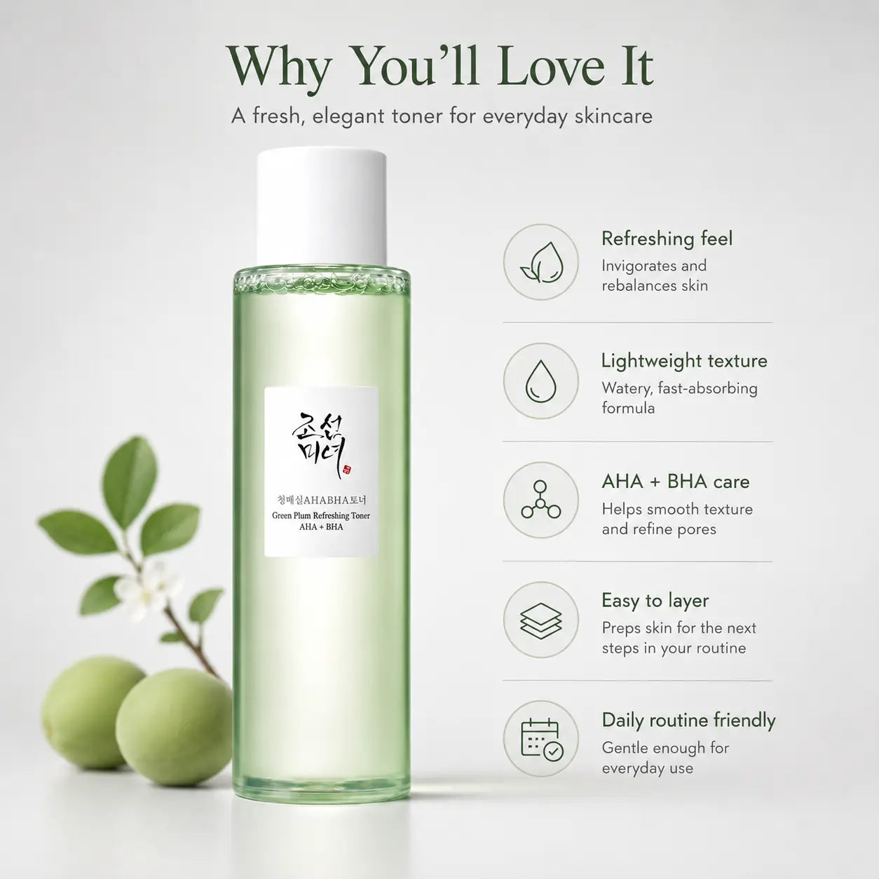 Beauty of Joseon Green Plum Refreshing Toner : AHA + BHA 150ml