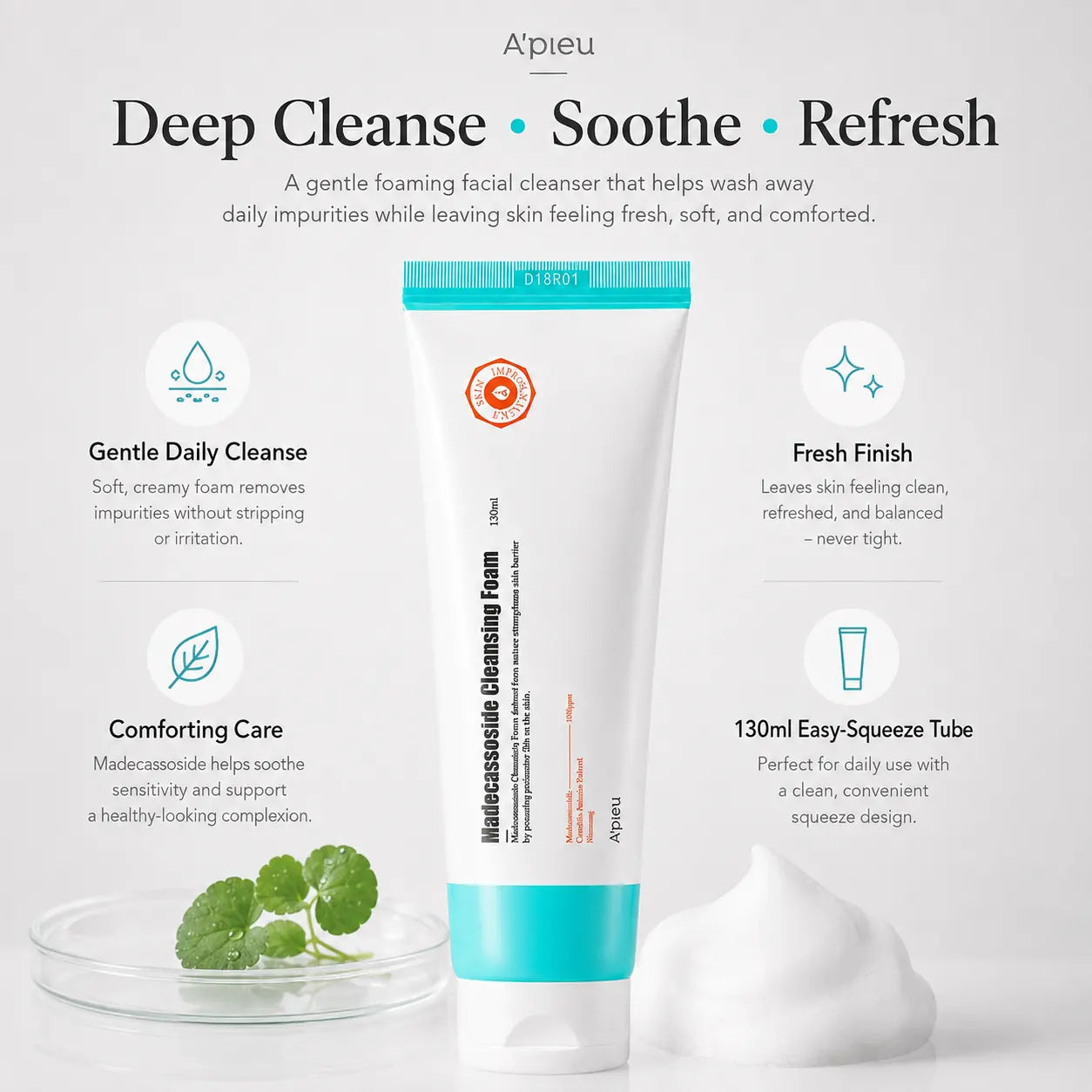 A'pieu Madecassoside Cleansing Foam 130ml