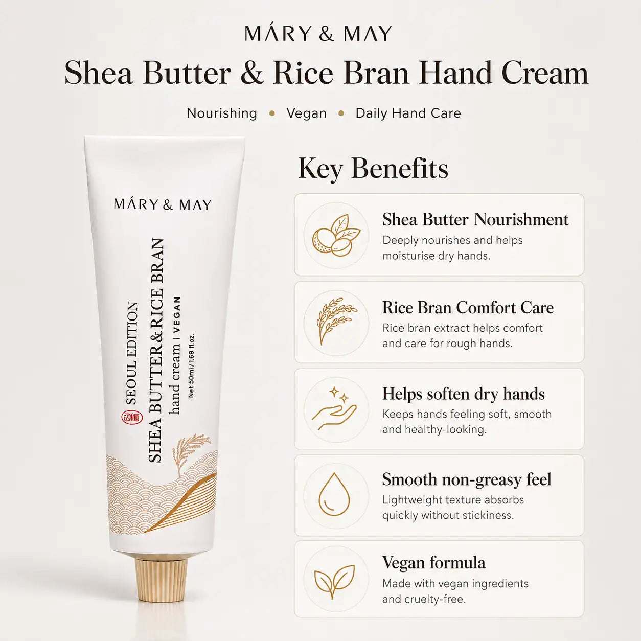 Mary&May Seoul Edition Shea Butter & Rice Bran Hand Cream 50ml