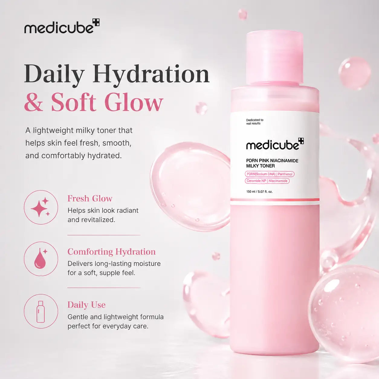 Medicube PDRN Pink Niacinamide Milky Toner 150ml