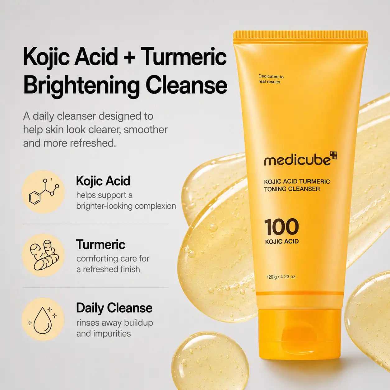Medicube Kojic Acid Turmeric Toning Cleanser 120g