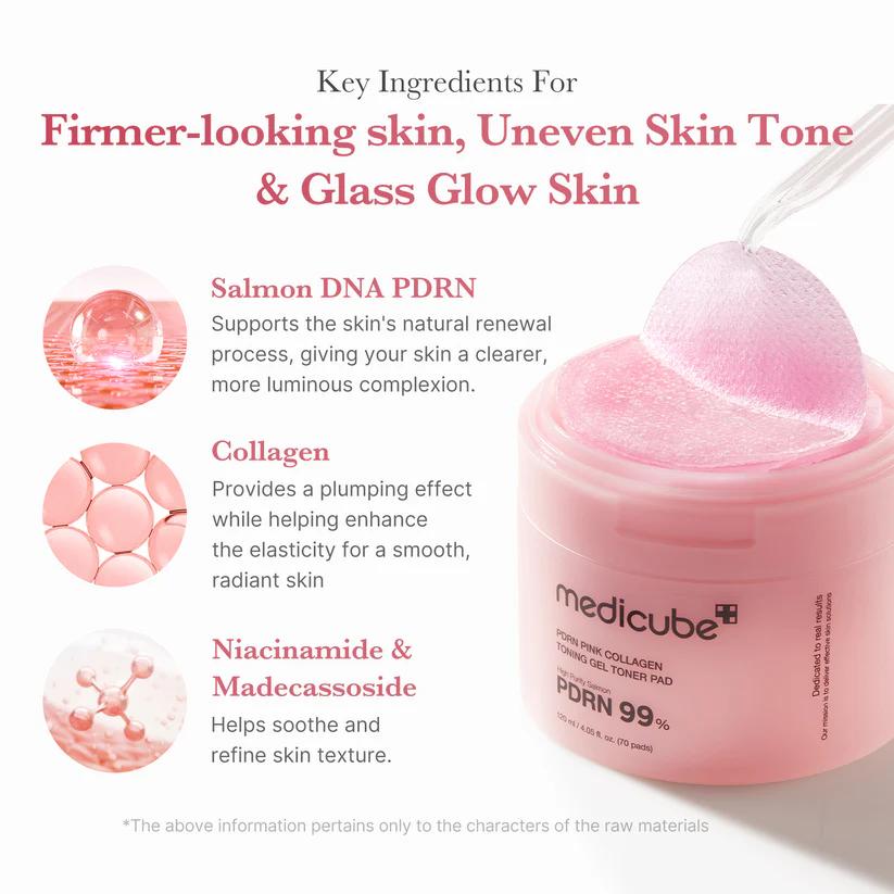 Medicube PDRN Pink Collagen Toning Gel Pad 70pcs